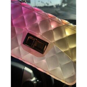 Quilt Embossed Multi Color Jelly Shoulder Bag Classy Dress Or Casual